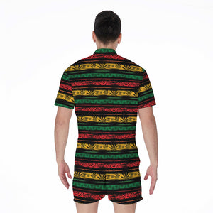 Rastafarian Hemp Pattern Print Men's Rompers