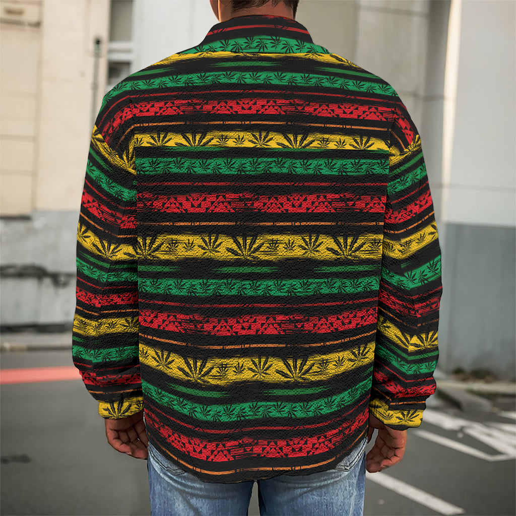 Rastafarian Hemp Pattern Print Men's Shirt Jacket