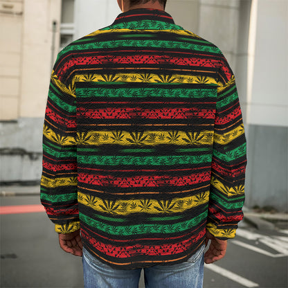 Rastafarian Hemp Pattern Print Men's Shirt Jacket