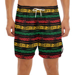 Rastafarian Hemp Pattern Print Men's Split Running Shorts