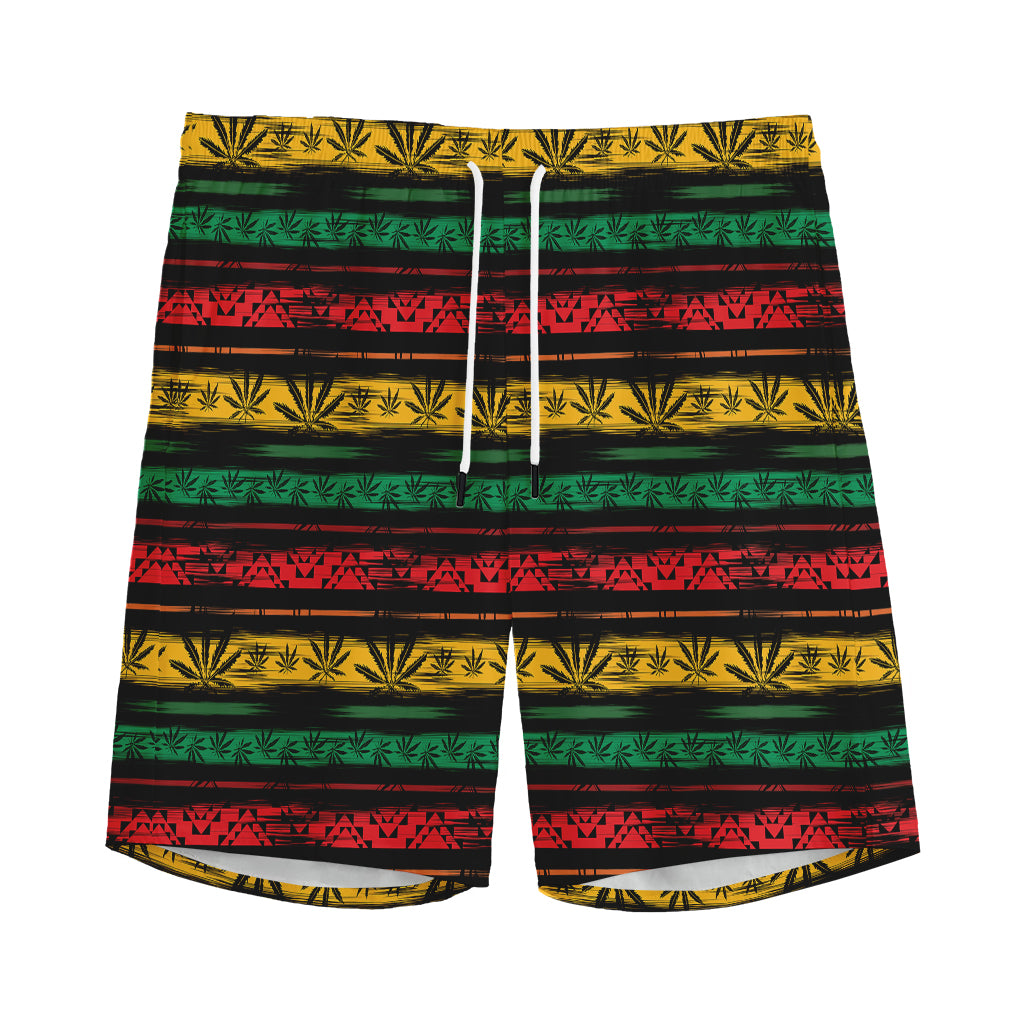 Rastafarian Hemp Pattern Print Men's Sports Shorts