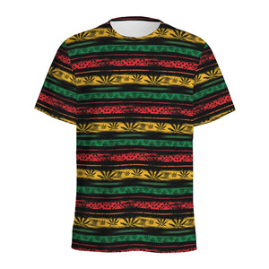 Rastafarian Hemp Pattern Print Men's Sports T-Shirt