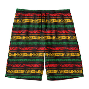 Rastafarian Hemp Pattern Print Men's Swim Trunks