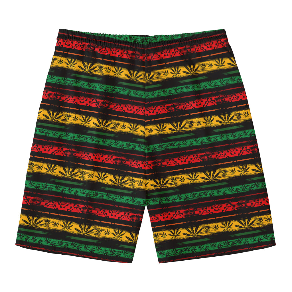 Rastafarian Hemp Pattern Print Men's Swim Trunks