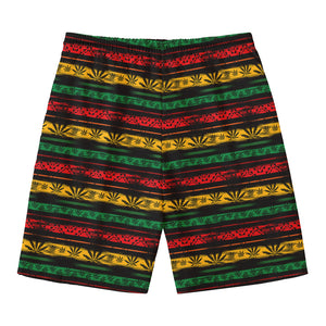 Rastafarian Hemp Pattern Print Men's Swim Trunks