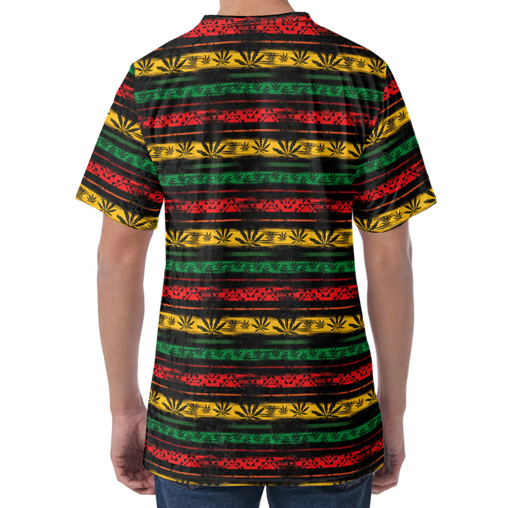 Rastafarian Hemp Pattern Print Men's Velvet T-Shirt