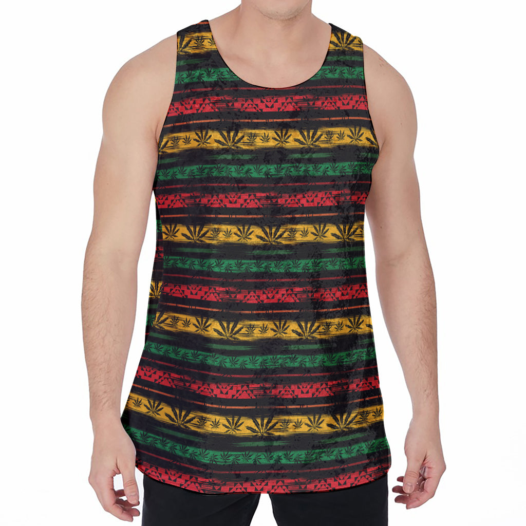 Rastafarian Hemp Pattern Print Men's Velvet Tank Top