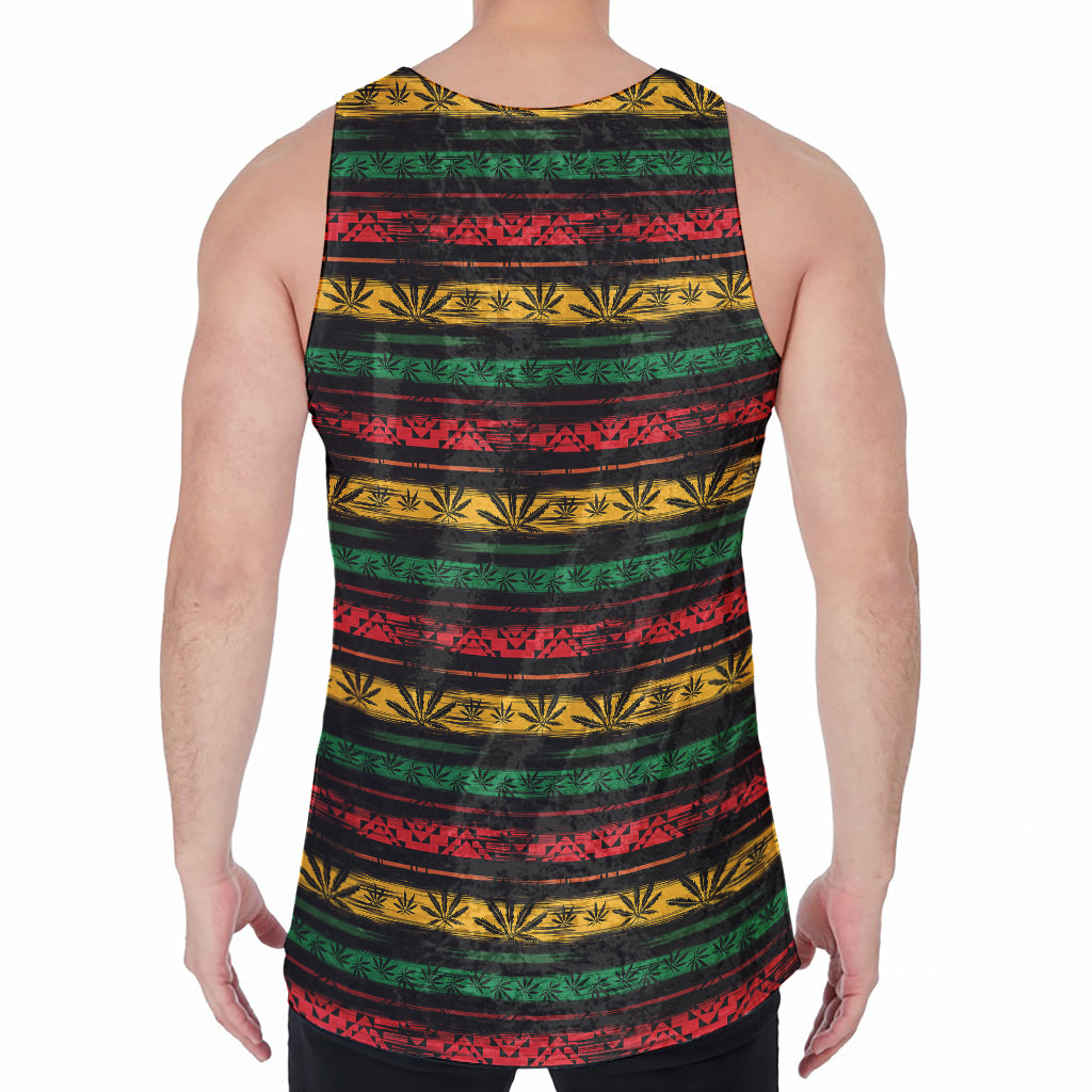 Rastafarian Hemp Pattern Print Men's Velvet Tank Top