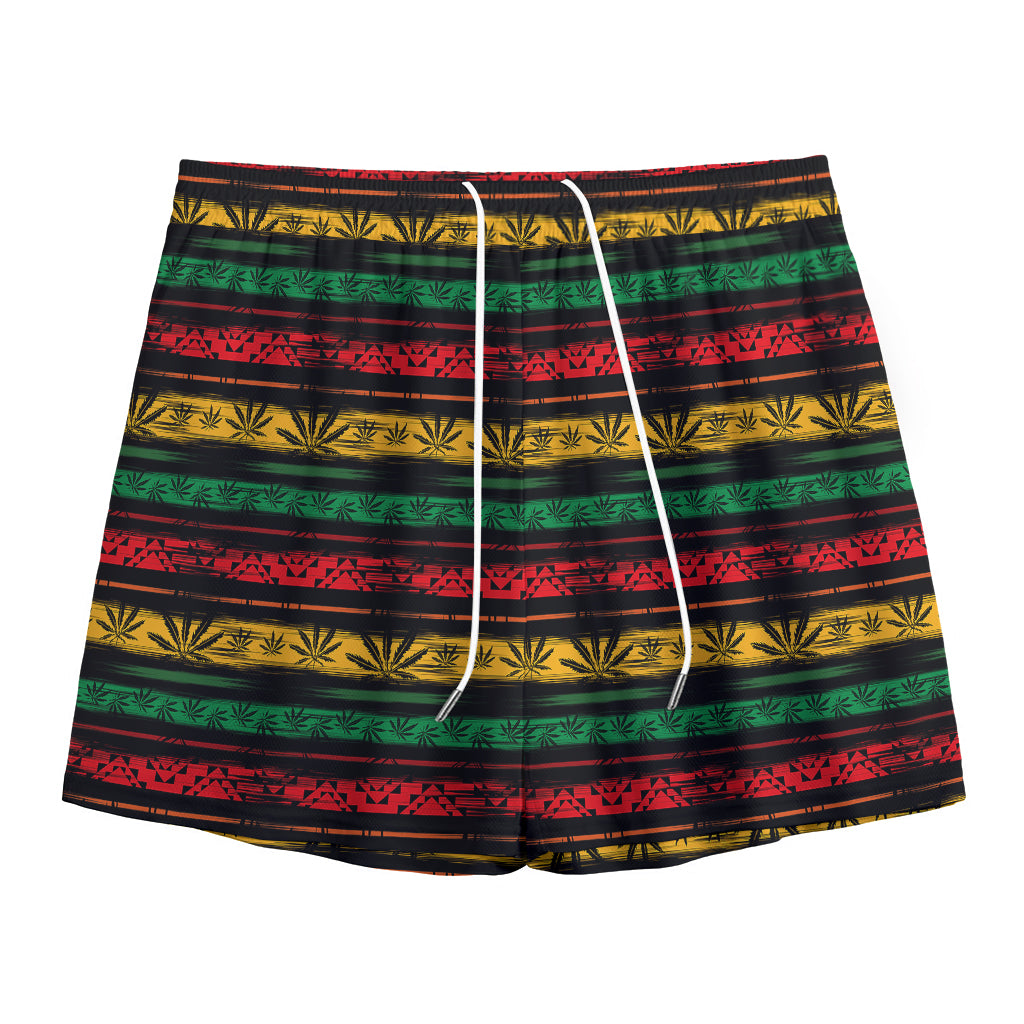 Rastafarian Hemp Pattern Print Mesh Shorts