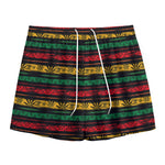 Rastafarian Hemp Pattern Print Mesh Shorts