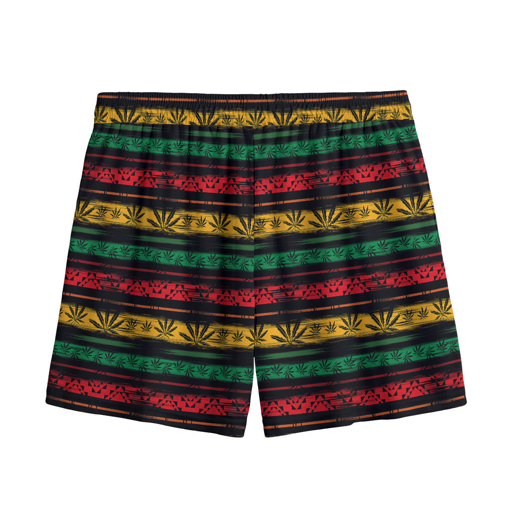 Rastafarian Hemp Pattern Print Mesh Shorts