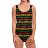 Rastafarian Hemp Pattern Print One Piece Swimsuit