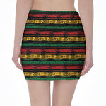 Rastafarian Hemp Pattern Print Pencil Mini Skirt