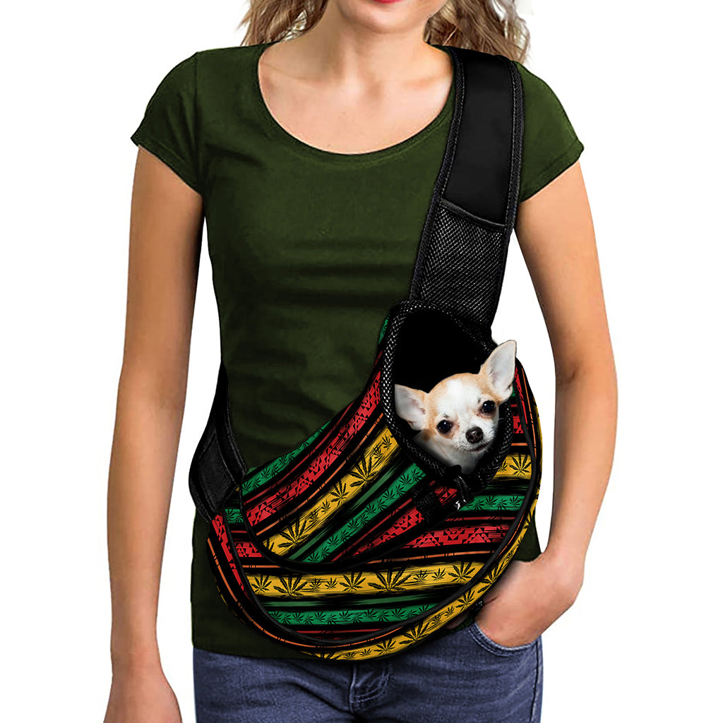 Rastafarian Hemp Pattern Print Pet Sling Carrier