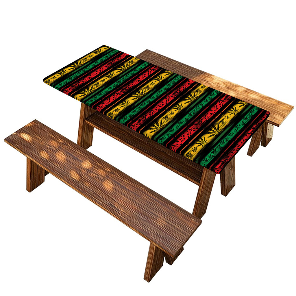 Rastafarian Hemp Pattern Print Picnic Table Cover
