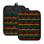 Rastafarian Hemp Pattern Print Pot Holders With Pocket