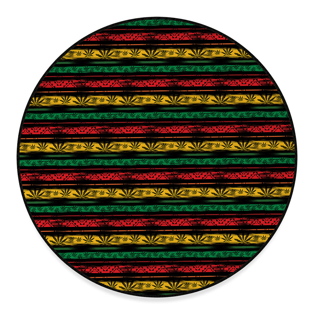 Rastafarian Hemp Pattern Print Round Floor Mat