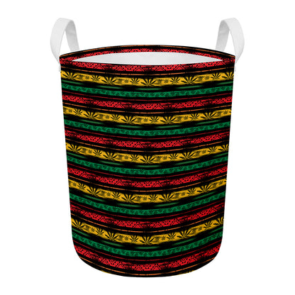 Rastafarian Hemp Pattern Print Round Laundry Basket