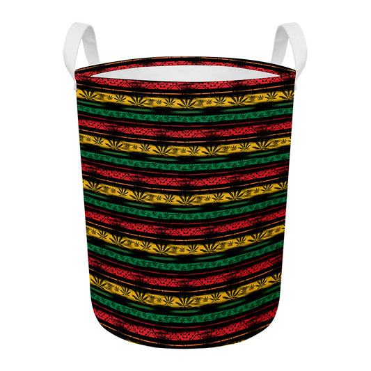 Rastafarian Hemp Pattern Print Round Laundry Basket