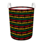 Rastafarian Hemp Pattern Print Round Laundry Basket