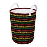 Rastafarian Hemp Pattern Print Round Laundry Basket