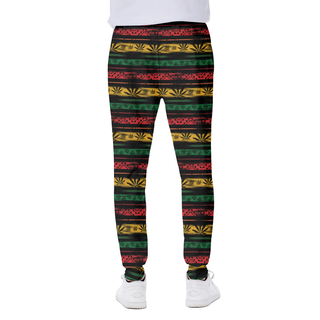 Rastafarian Hemp Pattern Print Scuba Joggers