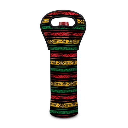 Rastafarian Hemp Pattern Print Single Neoprene Wine Tote