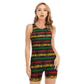 Rastafarian Hemp Pattern Print Sleeveless One Piece Swimsuit