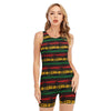 Rastafarian Hemp Pattern Print Sleeveless One Piece Swimsuit