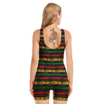 Rastafarian Hemp Pattern Print Sleeveless One Piece Swimsuit