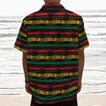 Rastafarian Hemp Pattern Print Textured Short Sleeve Shirt