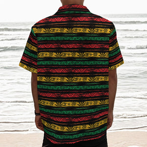 Rastafarian Hemp Pattern Print Textured Short Sleeve Shirt