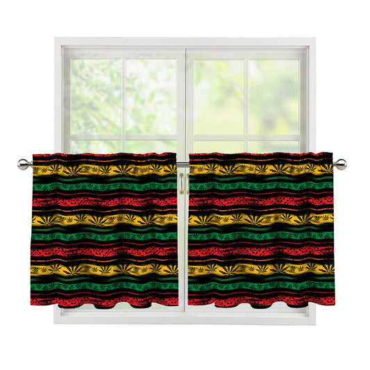 Rastafarian Hemp Pattern Print Tier Curtains