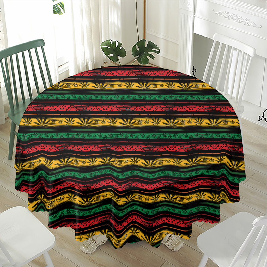 Rastafarian Hemp Pattern Print Waterproof Round Tablecloth