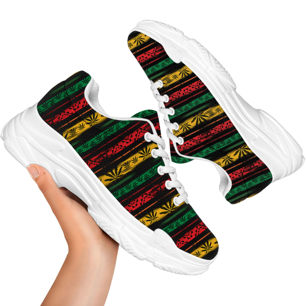 Rastafarian Hemp Pattern Print White Chunky Shoes