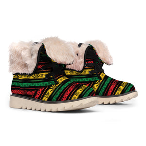 Rastafarian Hemp Pattern Print Winter Boots