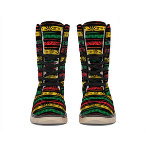 Rastafarian Hemp Pattern Print Winter Boots