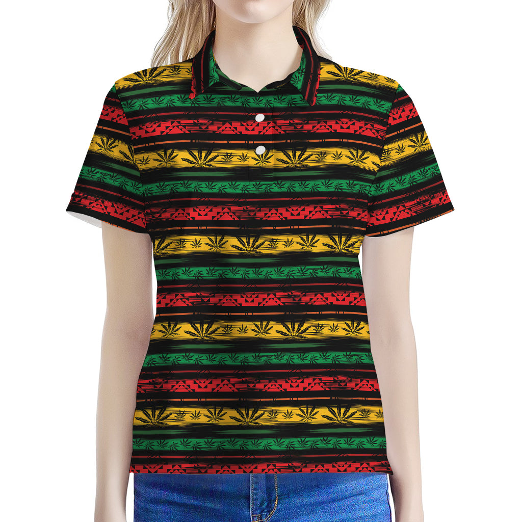 Rastafarian Hemp Pattern Print Women's Polo Shirt