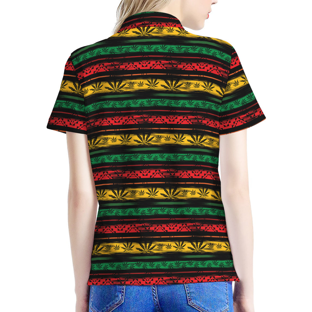 Rastafarian Hemp Pattern Print Women's Polo Shirt