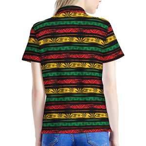 Rastafarian Hemp Pattern Print Women's Polo Shirt