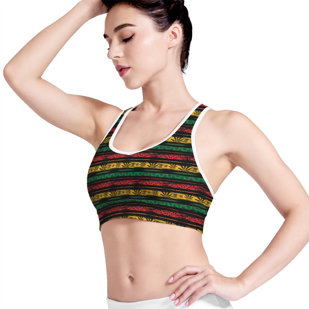 Rastafarian Hemp Pattern Print Women's Sports Bra