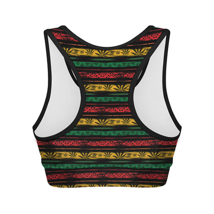 Rastafarian Hemp Pattern Print Women's Sports Bra