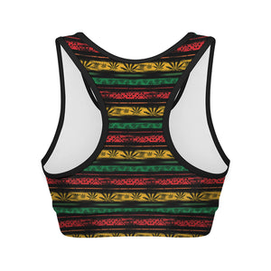 Rastafarian Hemp Pattern Print Women's Sports Bra