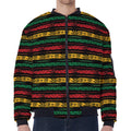 Rastafarian Hemp Pattern Print Zip Sleeve Bomber Jacket
