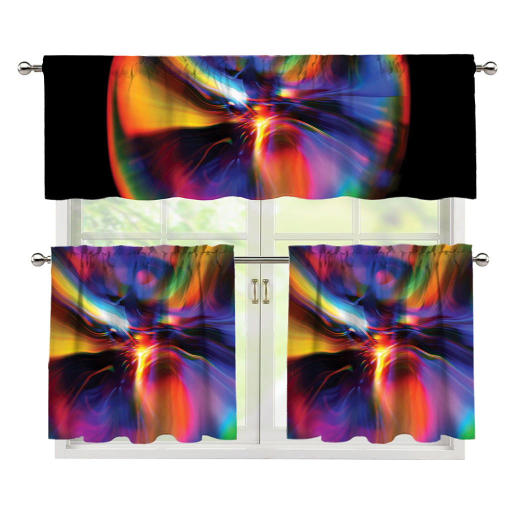 Rave Bubble Print 3 Piece Kitchen Curtains