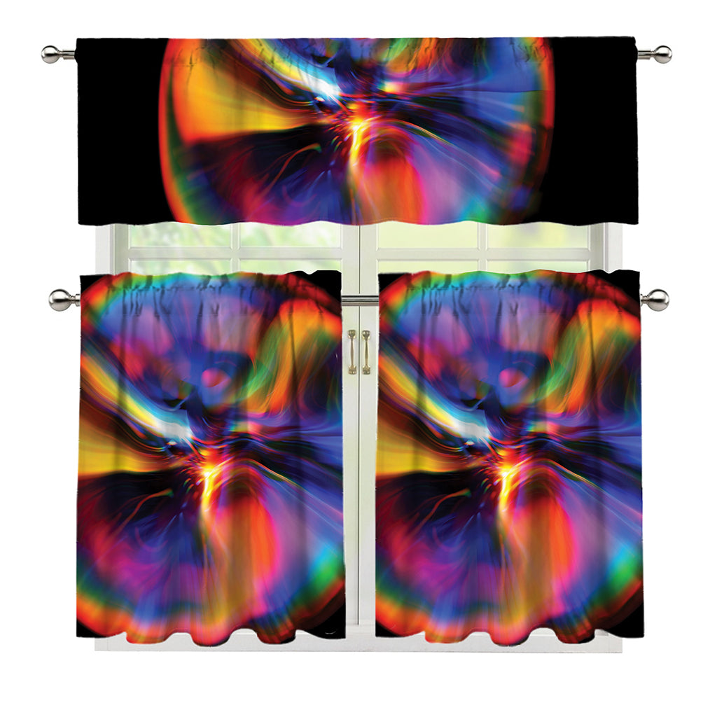 Rave Bubble Print 3 Piece Kitchen Curtains