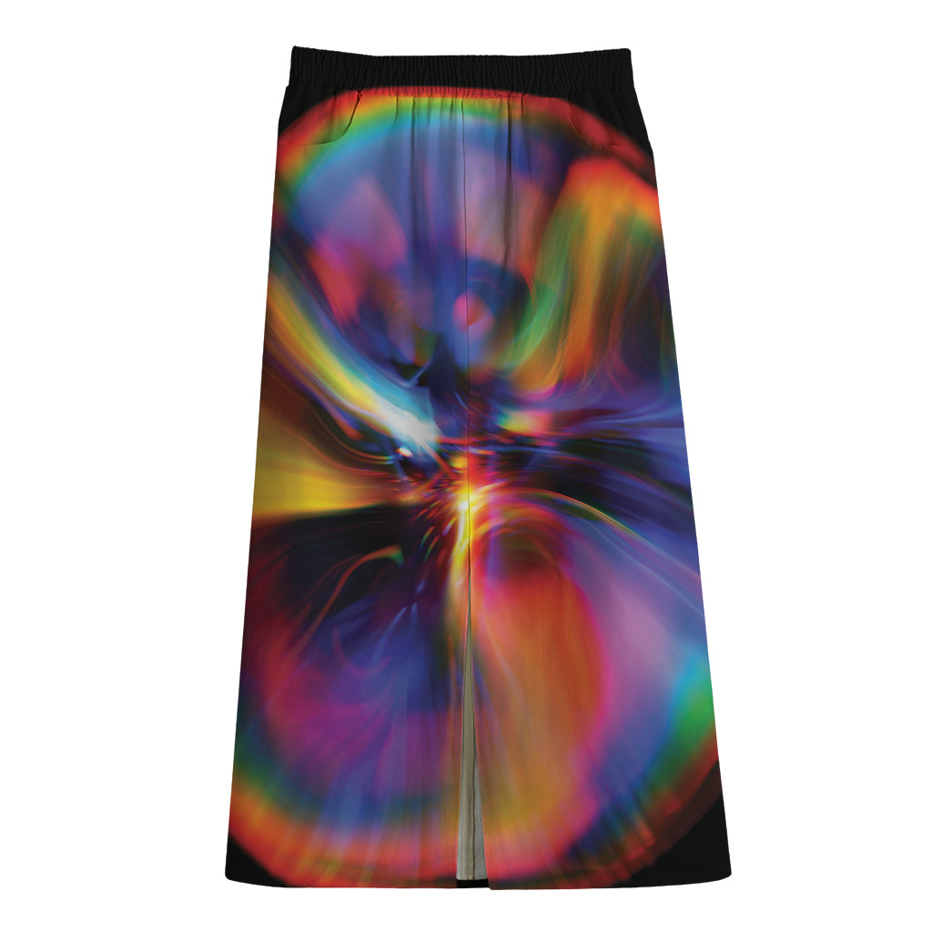 Rave Bubble Print Cotton Front Slit Maxi Skirt