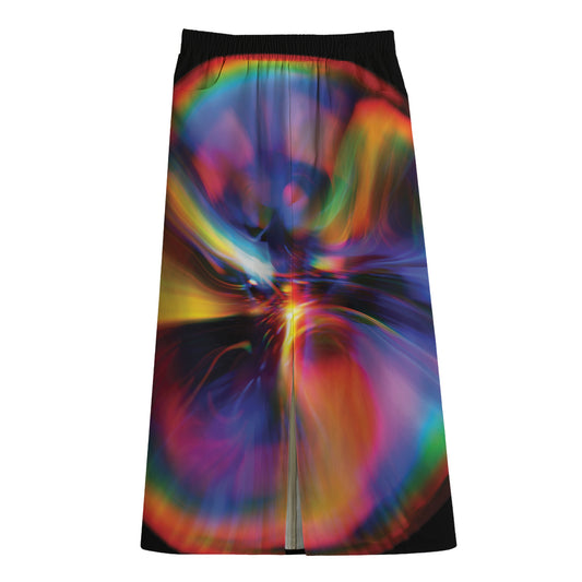 Rave Bubble Print Cotton Front Slit Maxi Skirt