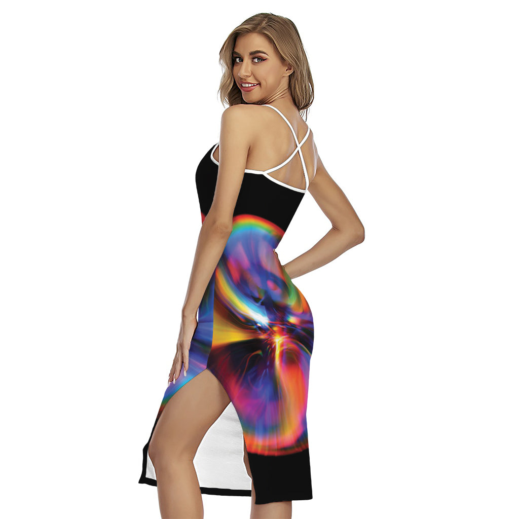 Rave Bubble Print Cross Back Cami Dress
