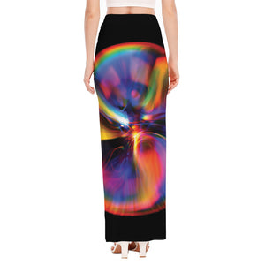 Rave Bubble Print High Slit Maxi Skirt